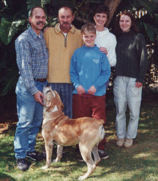 Stephan, Henry, Hugo, Ronelle, Severine and Sally the dog.